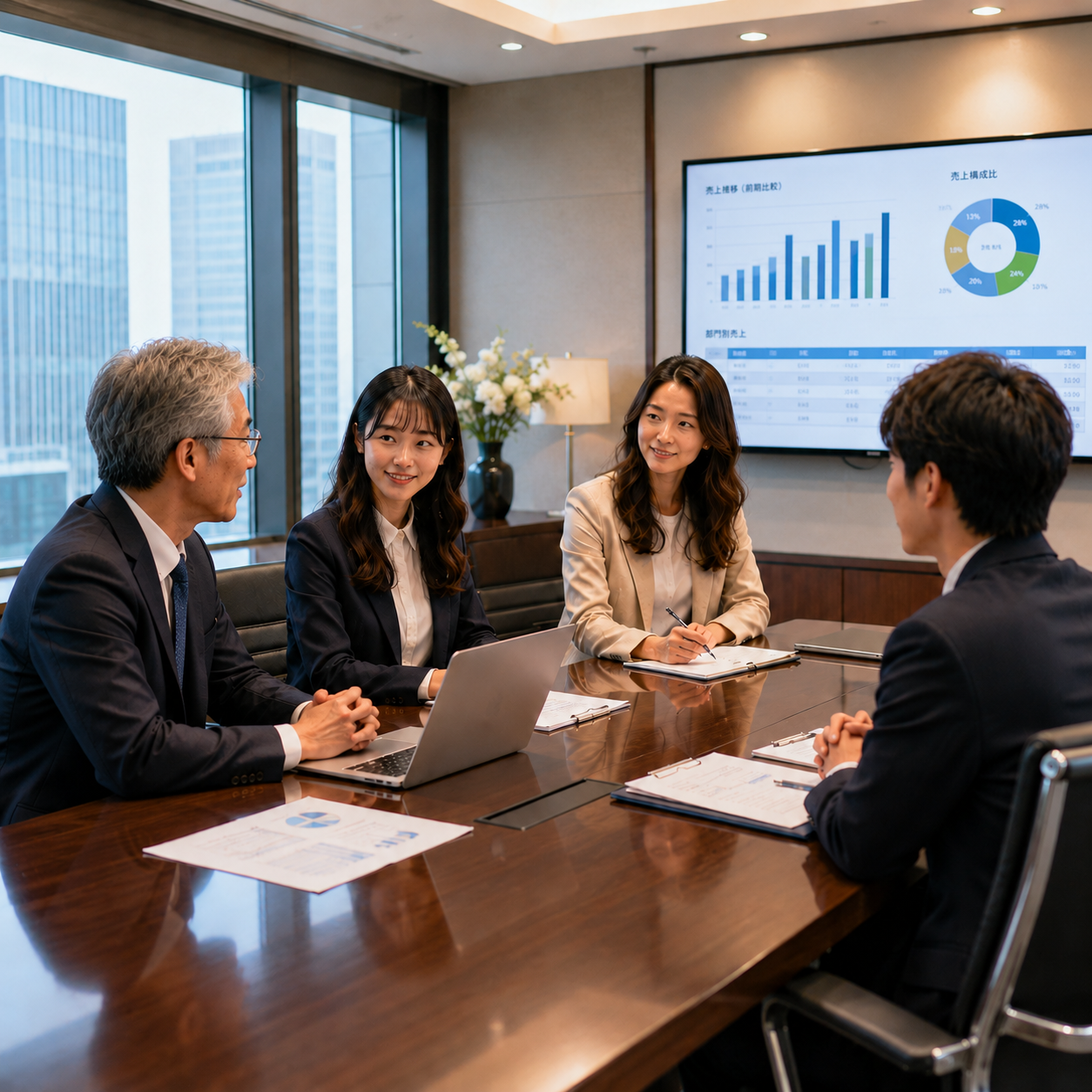 事業理念とグループ構造を読み解く打ち合わせの様子
